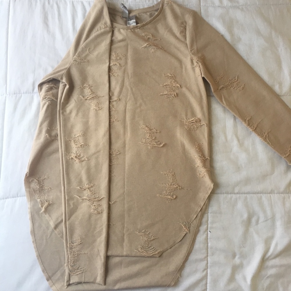 Tan distressed sweater